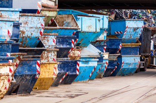 Enclosed skip parked in a Westminster street